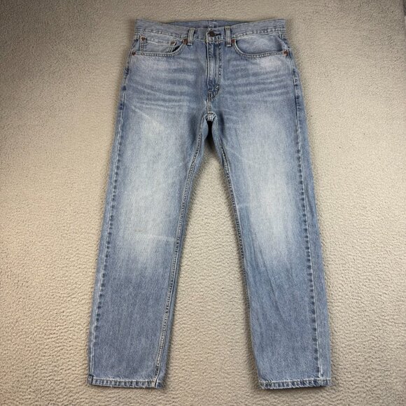 Levis 505 Jeans Mens 34x30 Blue Denim Zip Fly Straight Fit Classic Workwear Pant - Picture 1 of 7